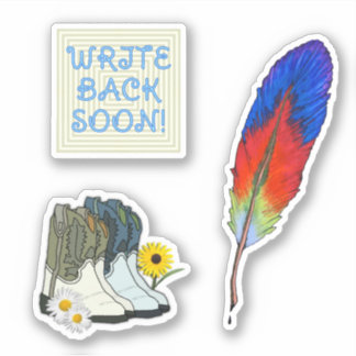Sticker Plume d'oie et bottes de cow-boy Correspondant