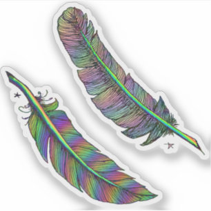 Sticker Plumes arc-en-ciel