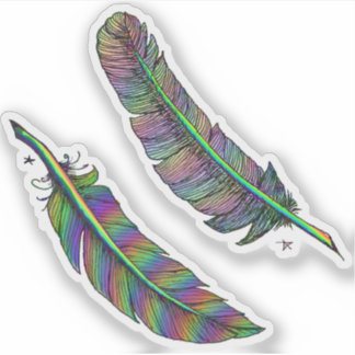 Sticker Plumes arc-en-ciel