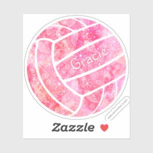 Sticker plumes de poule de pouce rose doodle volleyball