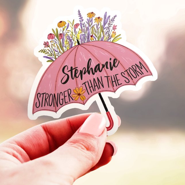 Sticker Plus Forte Que Le Parapluie De Tempête Nom Personn (Créateur téléchargé)