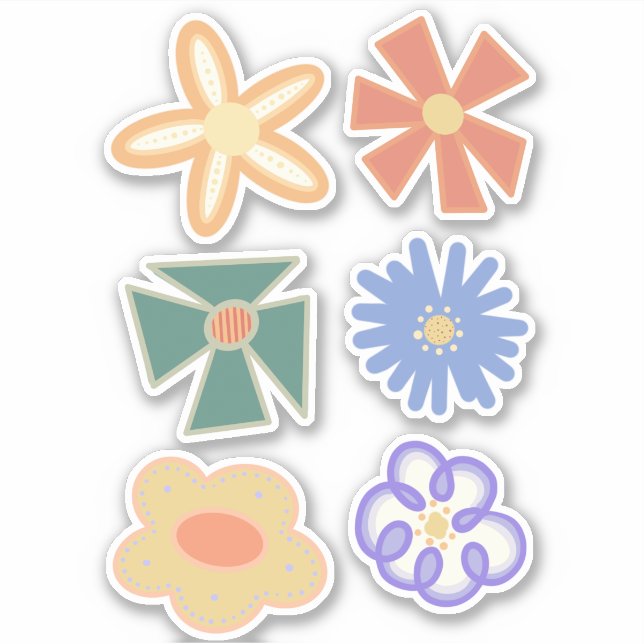 Sticker plusieurs fleurs bohèmes arc-en-ciel floral pack d (Devant)