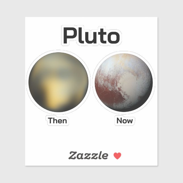 Sticker Pluto : Alors vs maintenant (Feuille)