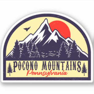 Sticker Pocono Mountains PA Retro Sunset Souvenirs