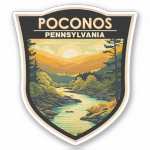 Sticker Poconos Pennsylvania Travel Art Vintage