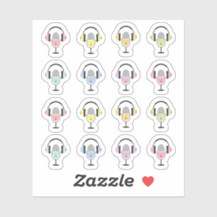 Sticker Podcast Audio Planner Casques Microphones