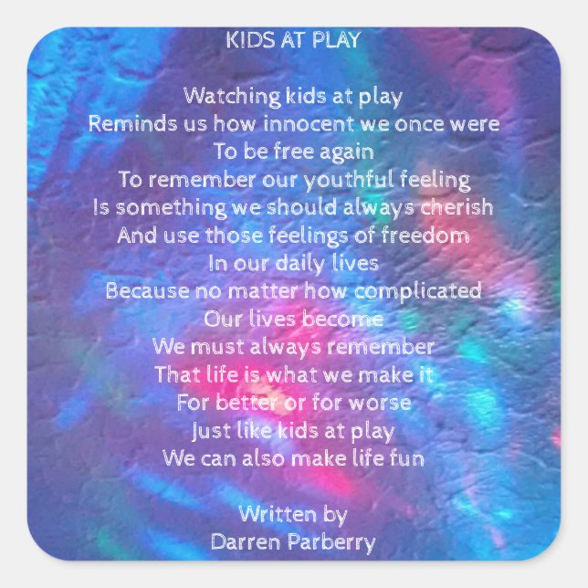 Sticker poème "Kids At Play" (Devant)