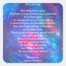 Sticker poème "Kids At Play"