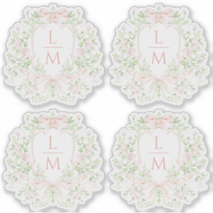 Sticker Poireau doux avec vaches roses   Mariage monogramm
