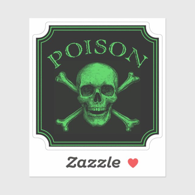 Sticker Poison Crâne et os croisés Halloween Design Imprim (Feuille)