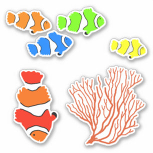 Sticker Poisson clown Corail de mer en forme