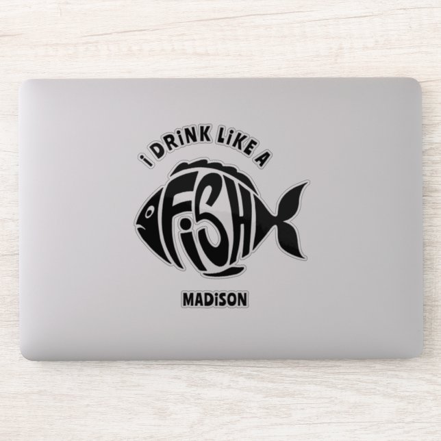Sticker Poisson de nom personnalisé (Ordinateur)