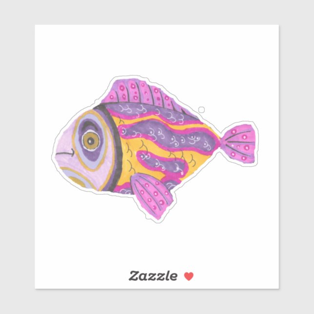 Sticker Poisson grincheux et coloré (Feuille)