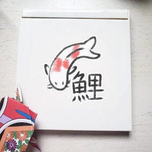 Sticker Poisson Koi avec Kanji