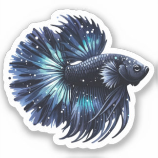 Sticker Poisson noir et bleu Betta