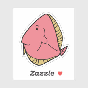 Sticker Poisson rose aux nageoires jaunes