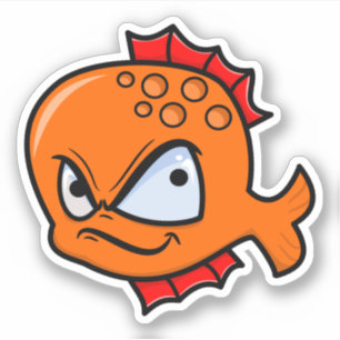 Sticker Poisson rouge drôle en colère