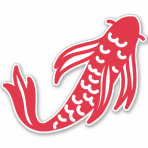 Sticker Poisson rouge et blanc japonais Koi