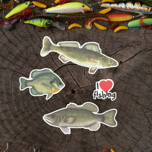 Sticker Poisson Rustique Simple Whimsical Fun I Love Pêche