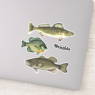 Sticker Poisson simple moderne I Love Pêche Minimaliste