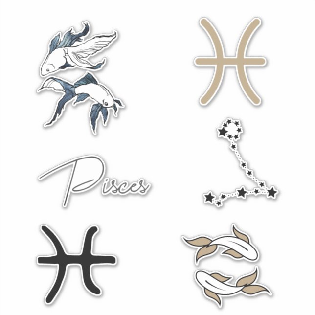 Sticker Poissons jumeaux astrologie poisson zodiac anniver (Devant)