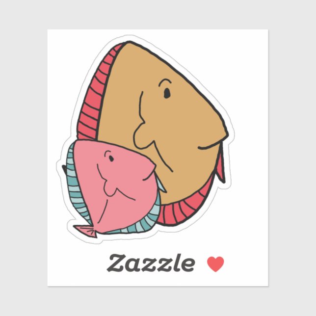 Sticker Poissons moutardes et roses (Feuille)