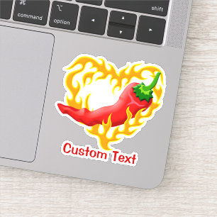 Sticker Poivre chili au coeur de flamme