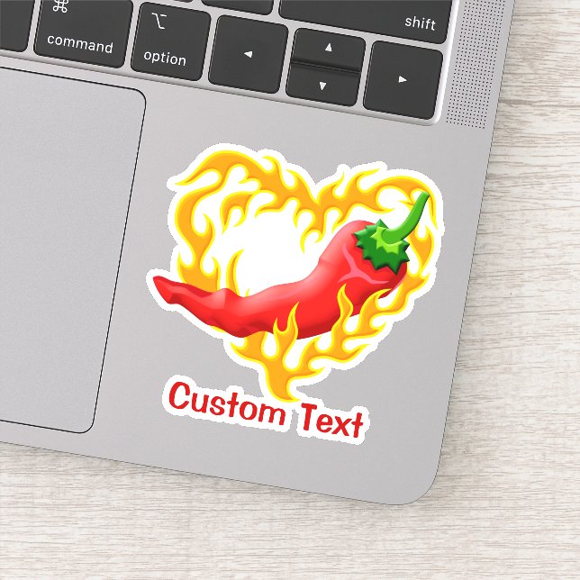 Sticker Poivre chili au coeur de flamme (Détail)