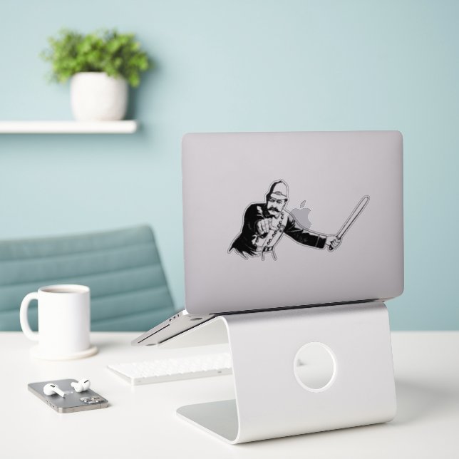 Sticker Policier de Moustache (Ordinateur portable sur le bureau)