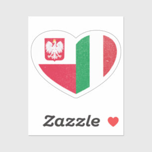 Sticker Pologne Italie Italienne Coeur Love Drapeau