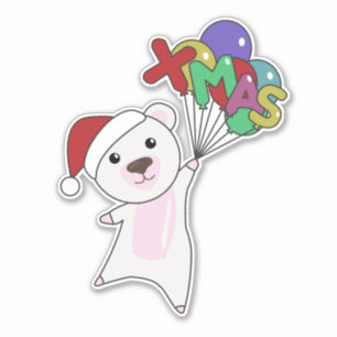 Sticker Polonais Noël Neige Animaux d'hiver Ours polaires 