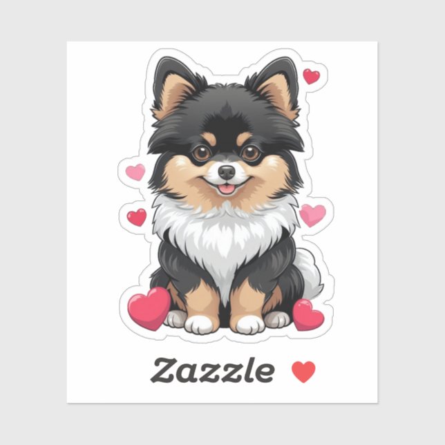 Sticker Pom Noir et Tan Saint Valentin 3 x 3 (Feuille)