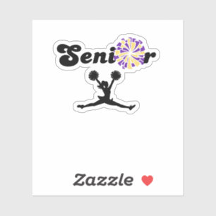 Sticker Pom-Poms Jaunes et Violets de Cheerleader Senior