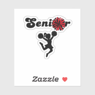 Sticker Pom-Poms Rouges et Noirs de Cheerleader Senior