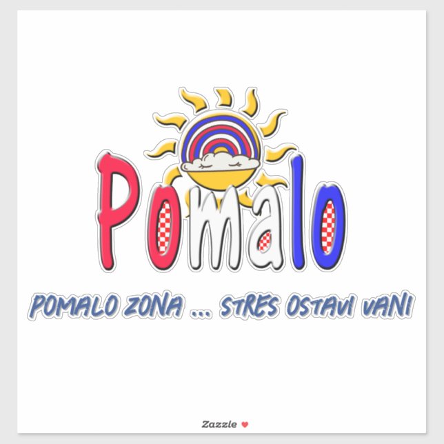Sticker Pomalo – Croatian Relaxation with Sun & Rainbow (Feuille)