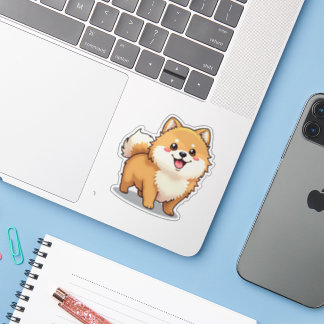 Sticker Poméranien, Joueuse Kawaii Render, Petit