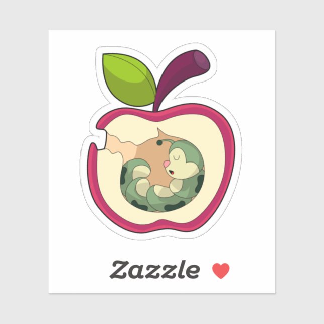 Sticker Pomme à bec à chenille (Feuille)