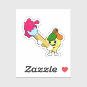 Sticker Pomme comme Peintre avec pinceau