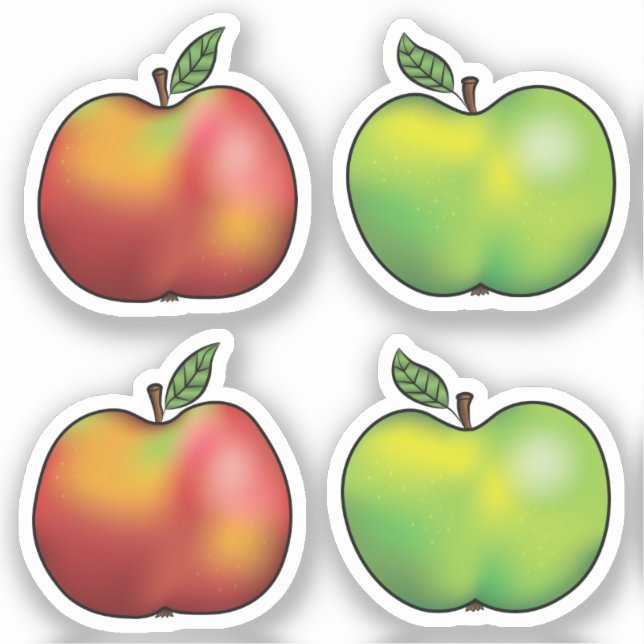 Sticker Pomme De Carton Rouge Et Vert Fruits (Recto)