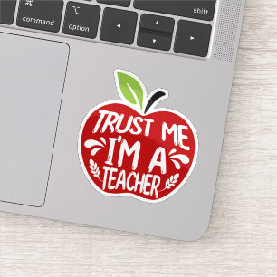 Sticker Pomme rouge CONFIANCE MOI JE SUIS UN PROFESSEUR Ci
