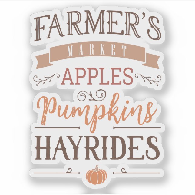 Sticker Pommes du marché fermier Citrouille Hayrides Custo (Devant)