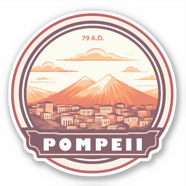 Sticker Pompéi Ruines Italie Travel Art Badge (Devant)