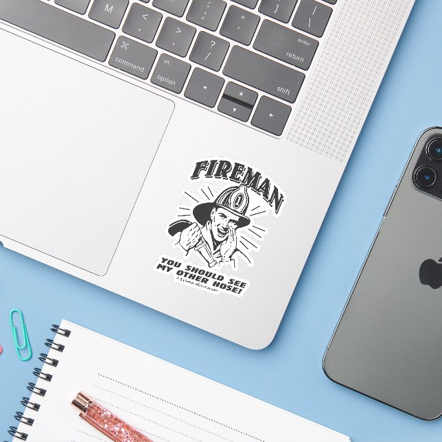 Sticker Pompier : Vous Devriez Voir Mon Autre Tuyau (Ordinateur portable avec iPhone)