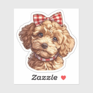 Sticker Poodle mignon avec vaches