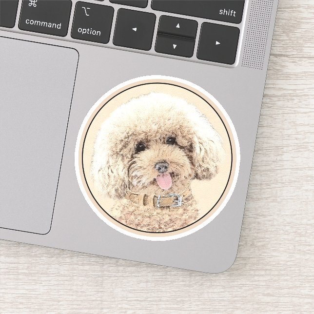 Sticker Poodle Miniature Toy Apricot Crème Chien Brown Art (Détail)