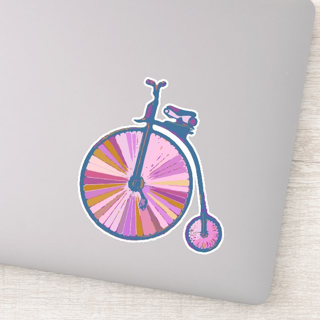 Sticker Pop Art vieux mode Unicycle Motif en rose (Détail)