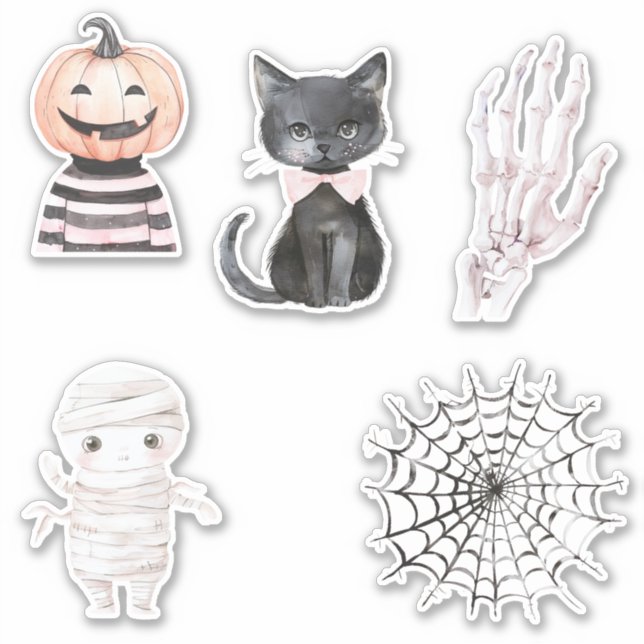 Sticker Popcorn Pumpkins Cactus Halloween (Devant)