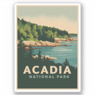 Sticker Port du bar du parc national Retro Acadia