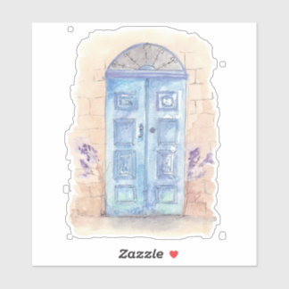 Sticker Porte d'art bleu aquarelle