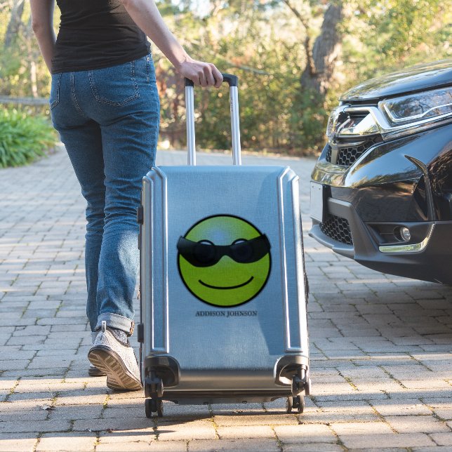 Sticker Porter des nuances amusantes Emoji Jaune Visage Aj (Valise Insitu)